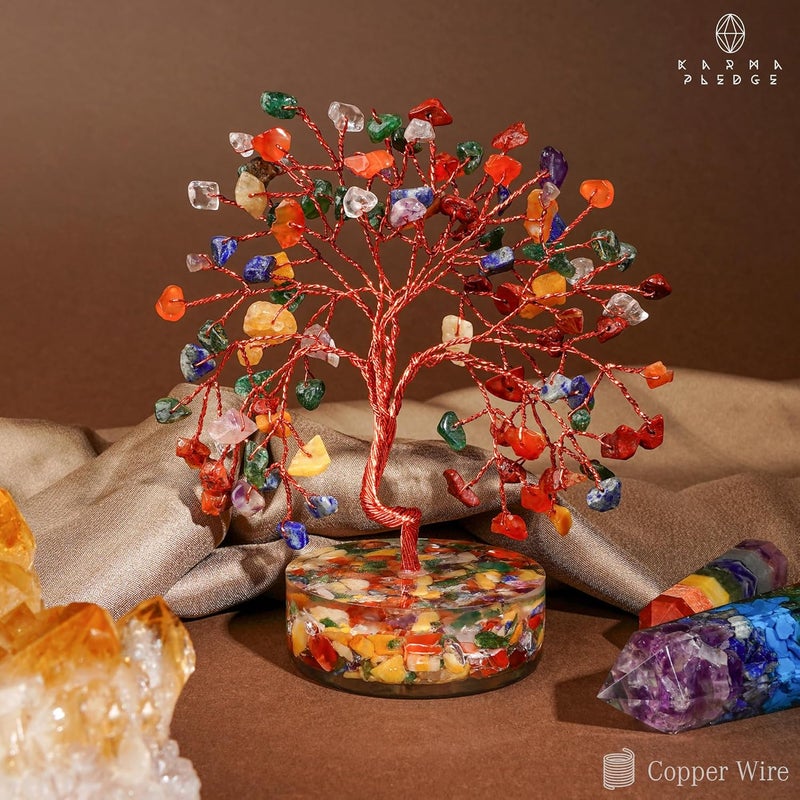 KARMAPLEDGE 7 Chakra Tree Gifts for Women, Handmade Crystal Tree of Life for Positive Energy, Money, Good Luck, Reiki Healing, Christmas Home Decor, Office Desk Decor, Unique Birthday Gifts for Mom, Sister - Image 5